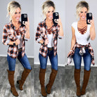 Penny Plaid Flannel Top - Ivory/Rust-flannel-privityboutique-Privity Boutique, Women’s Fashion Boutique in Mesa, Arizona