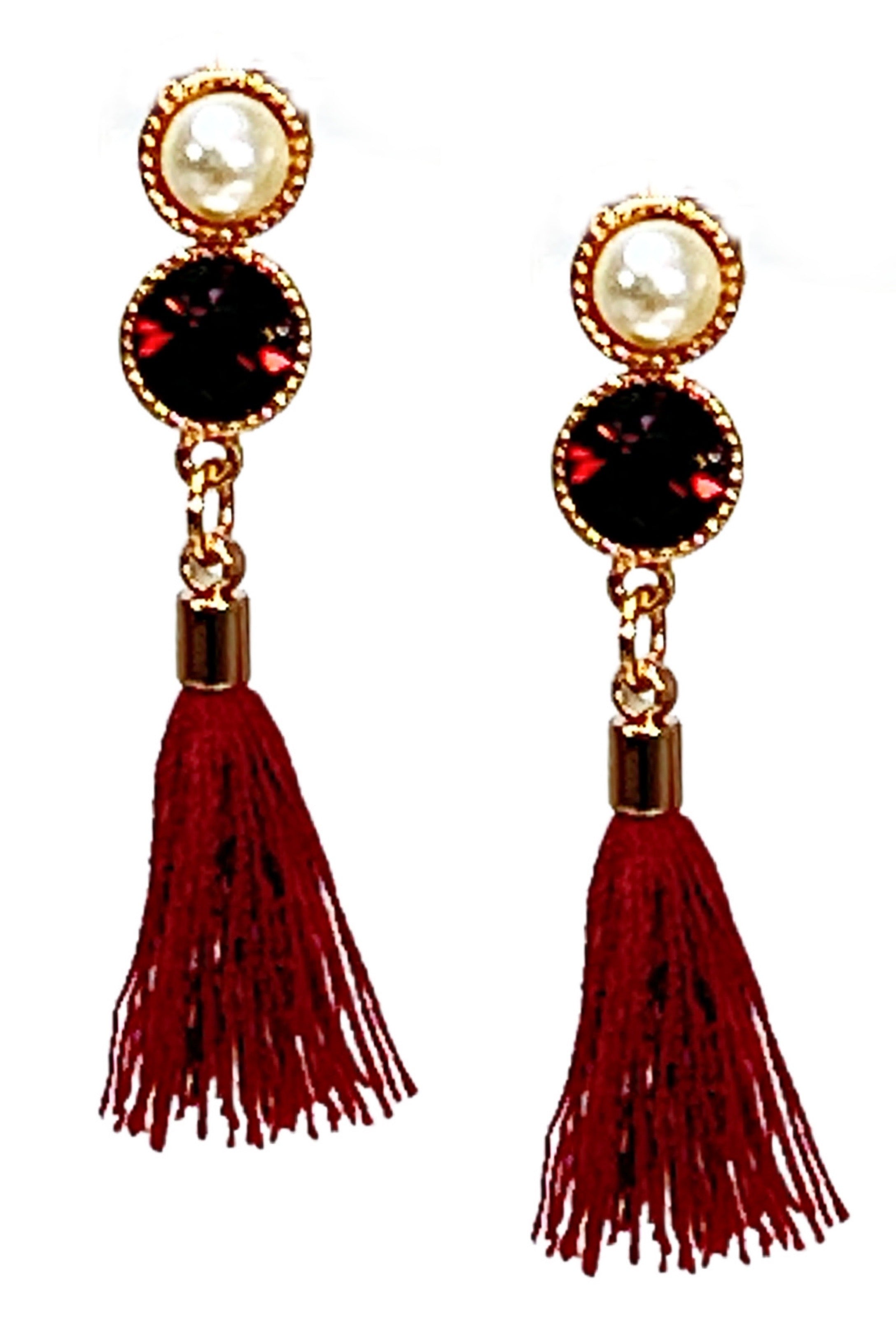 Burgundy Tassel Earrings-privityboutique-Privity Boutique, Women’s Fashion Boutique in Mesa, Arizona