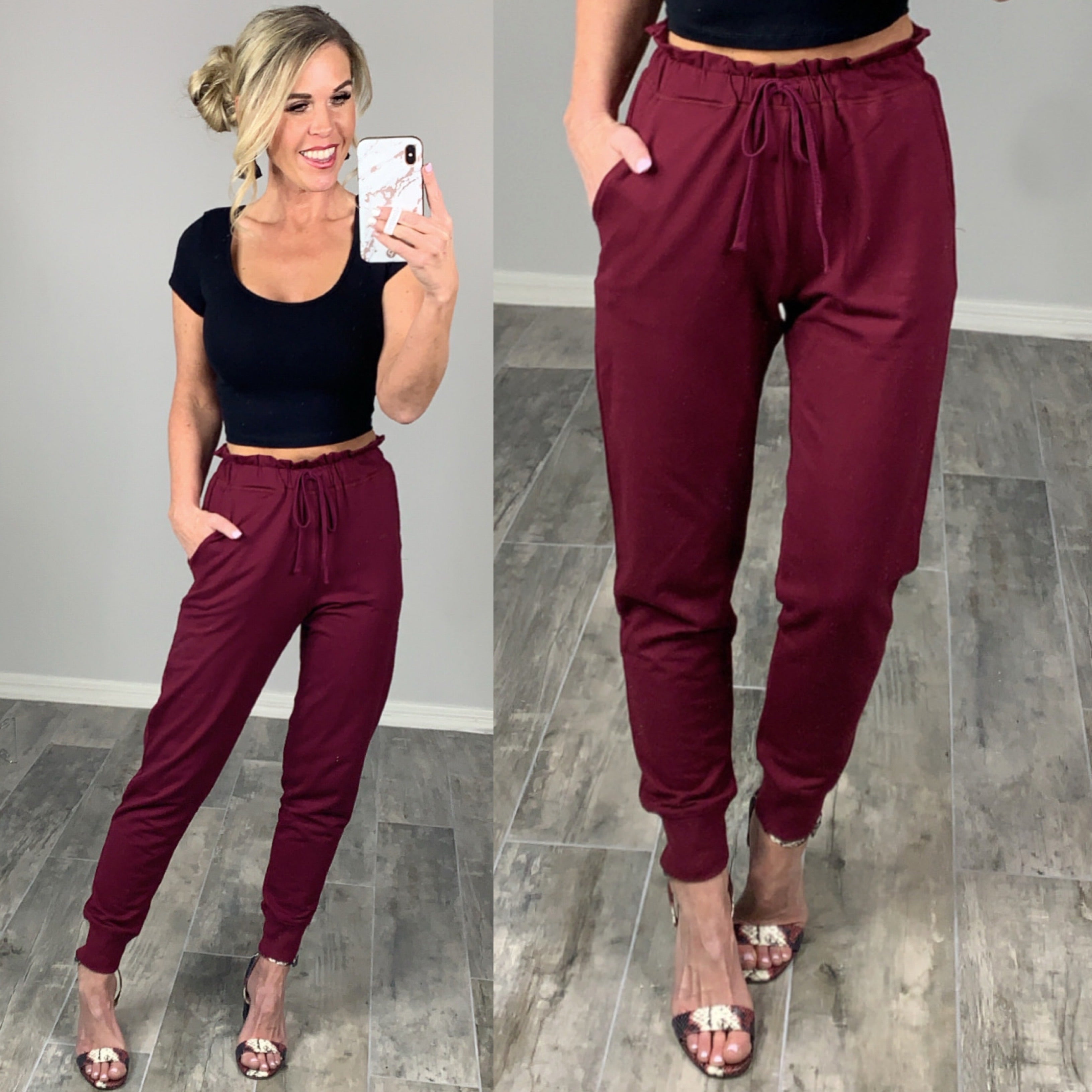 Perfect Pocket Joggers - Burgundy-joggers-privityboutique.com-Privity Boutique, Women’s Fashion Boutique in Mesa, Arizona