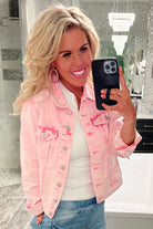 Bright Pink Washed Jacket-Top-privityboutique.com-Privity Boutique, Women’s Fashion Boutique in Mesa, Arizona