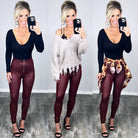 Zip Front Faux Leather Leggings - Burgundy-Leggings-privityboutique-Privity Boutique, Women’s Fashion Boutique in Mesa, Arizona