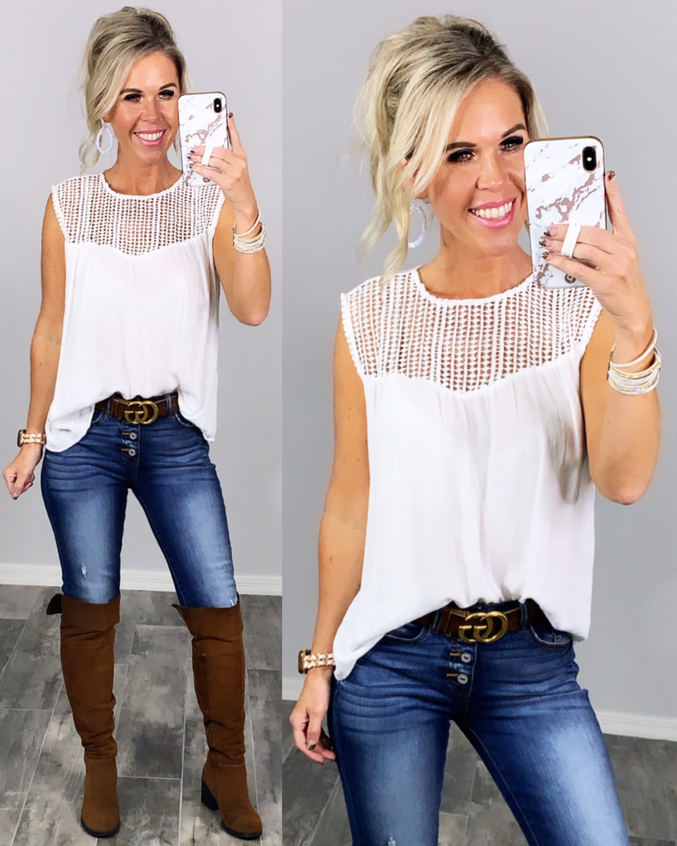 Just Pause White Top-flannel-privityboutique-Privity Boutique, Women’s Fashion Boutique in Mesa, Arizona