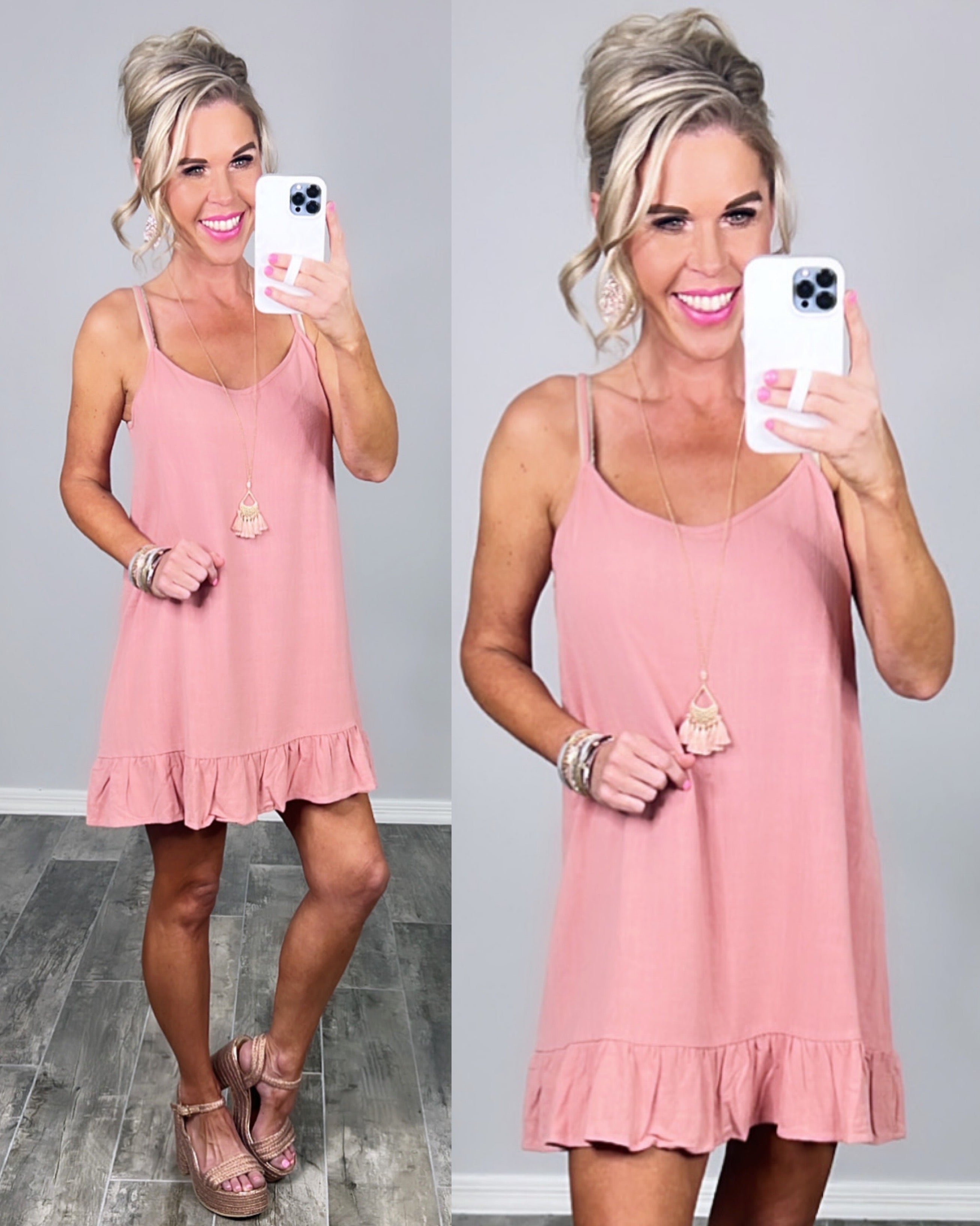 Sunday Brunch Ruffle Dress - Rose-Dress-privityboutique.com-Privity Boutique, Women’s Fashion Boutique in Mesa, Arizona