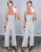 Striped Jumpsuit - White-Dress-privityboutique.com-Privity Boutique, Women’s Fashion Boutique in Mesa, Arizona