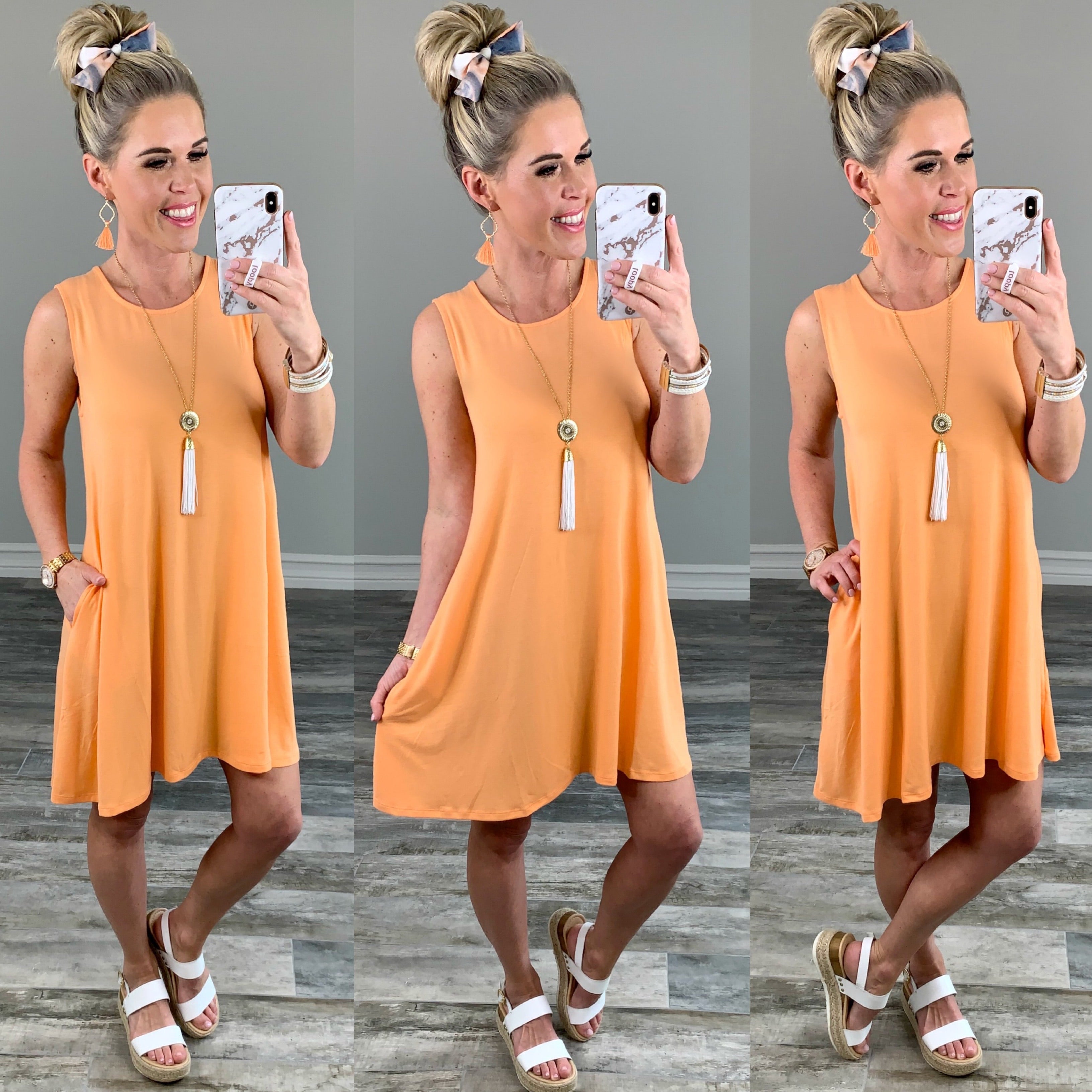 Basic Pocket Tank Dress - Peach-Dress-privityboutique.com-Privity Boutique, Women’s Fashion Boutique in Mesa, Arizona