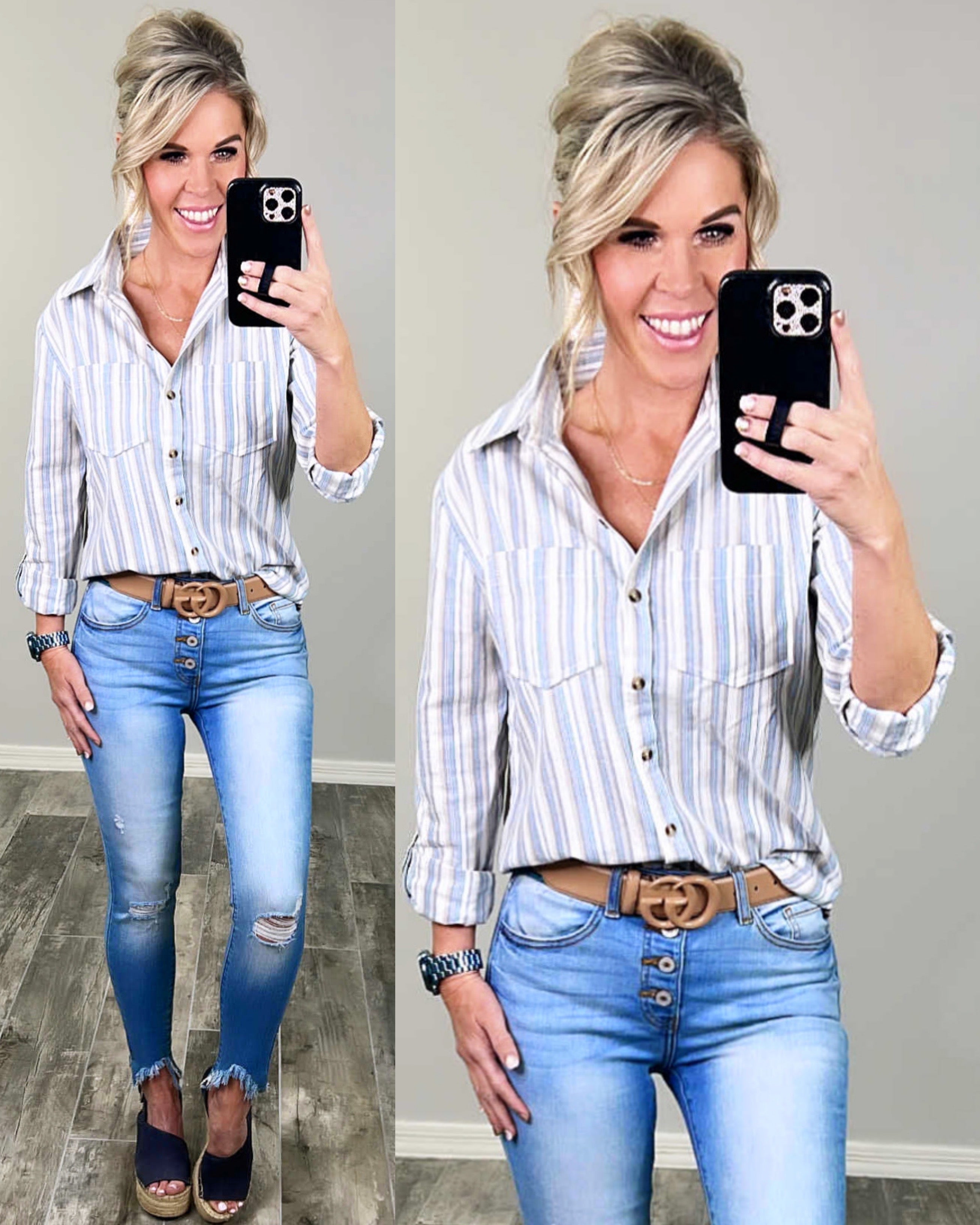 Over The Blues Striped Top-flannel-privityboutique-Privity Boutique, Women’s Fashion Boutique in Mesa, Arizona