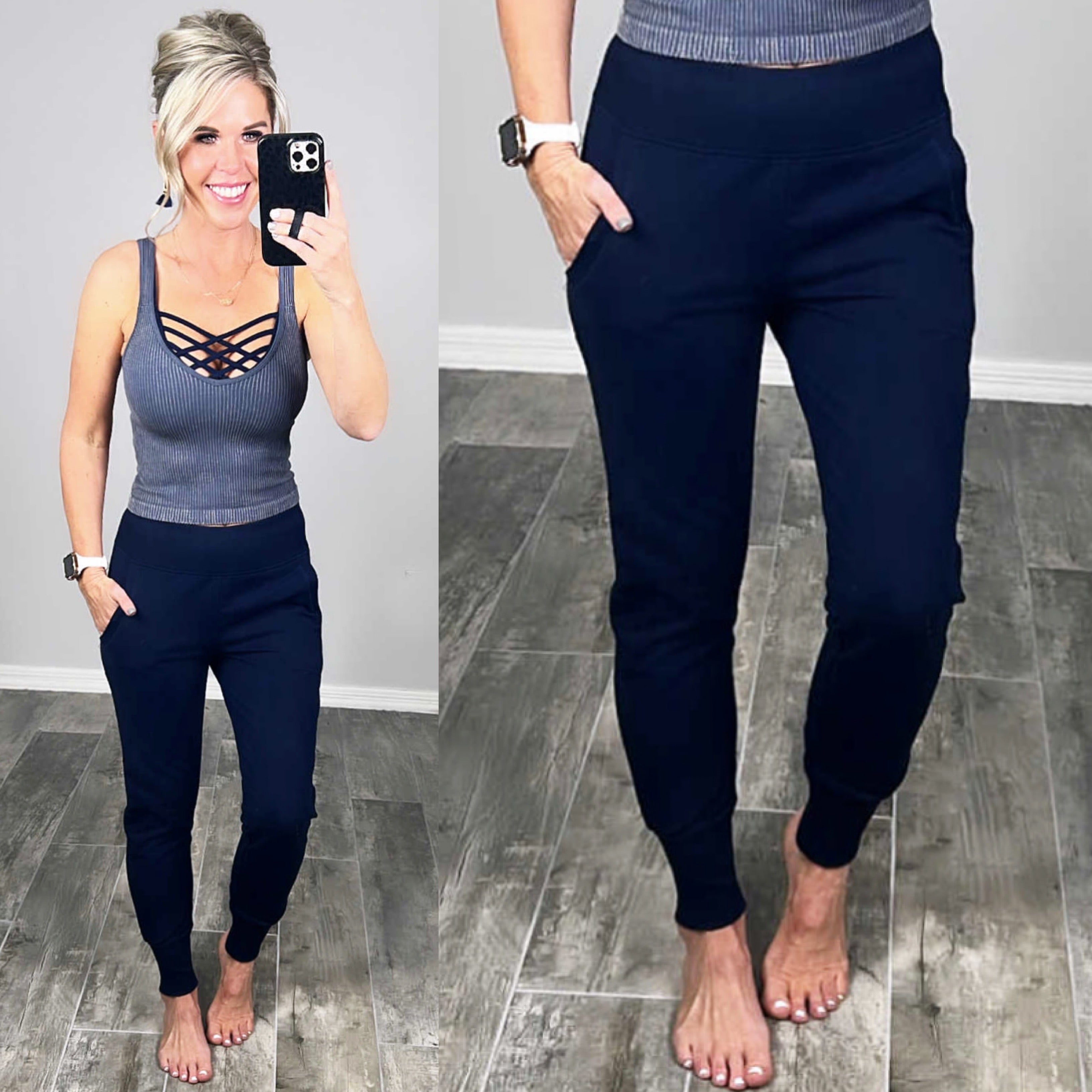 Lounging Around Joggers - Navy-joggers-privityboutique.com-Privity Boutique, Women’s Fashion Boutique in Mesa, Arizona