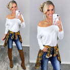 Raw Hem Off The Shoulder - White-Top-privityboutique.com-Privity Boutique, Women’s Fashion Boutique in Mesa, Arizona