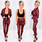 High Waist Faux Leather Leggings - Burgundy-Leggings-privityboutique-Privity Boutique, Women’s Fashion Boutique in Mesa, Arizona