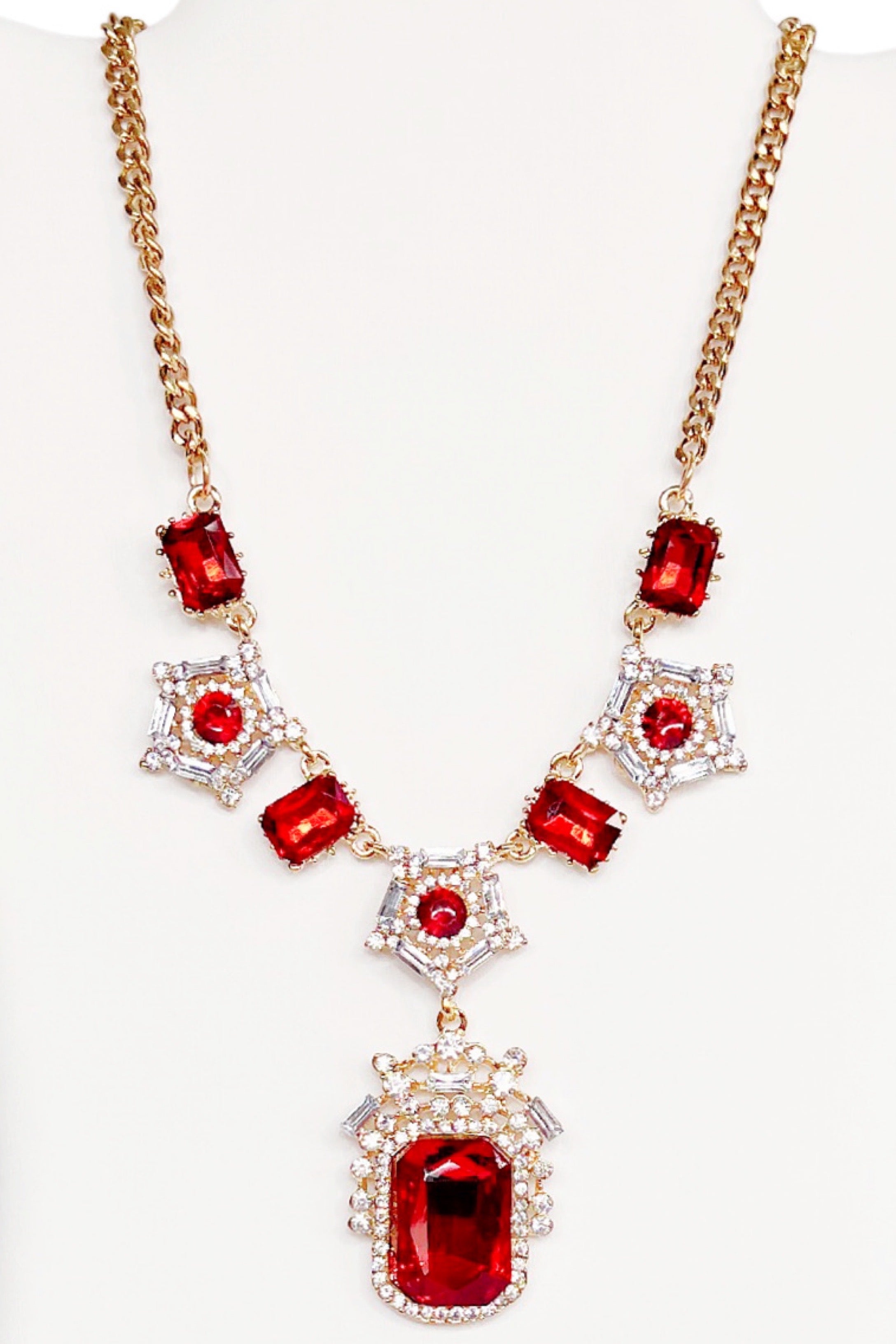 Red & Glamorous Necklace-statement necklace-privityboutique.com-Privity Boutique, Women’s Fashion Boutique in Mesa, Arizona