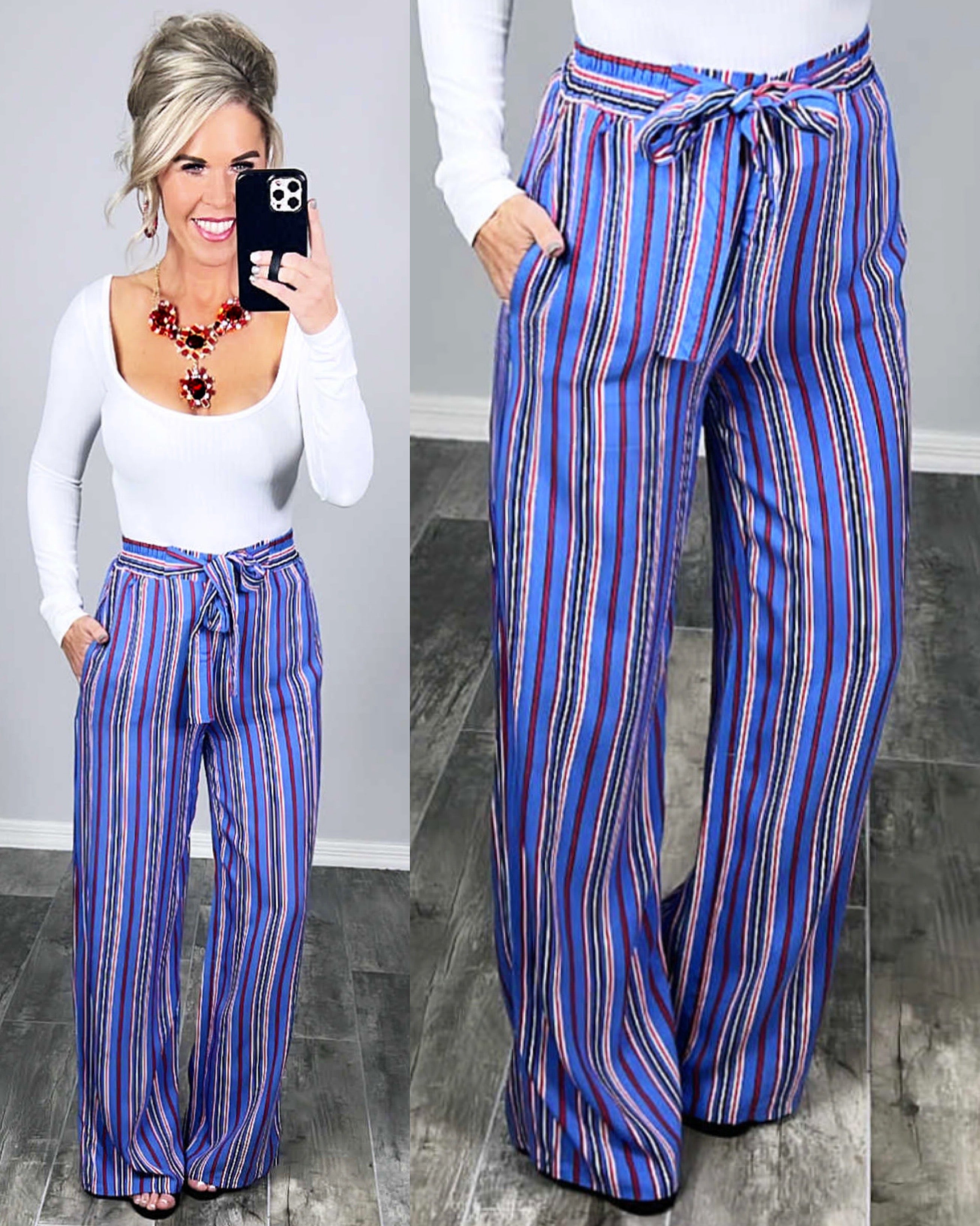 Stating the Obvious Pants - Blue-palazzo-privityboutique.com-Privity Boutique, Women’s Fashion Boutique in Mesa, Arizona