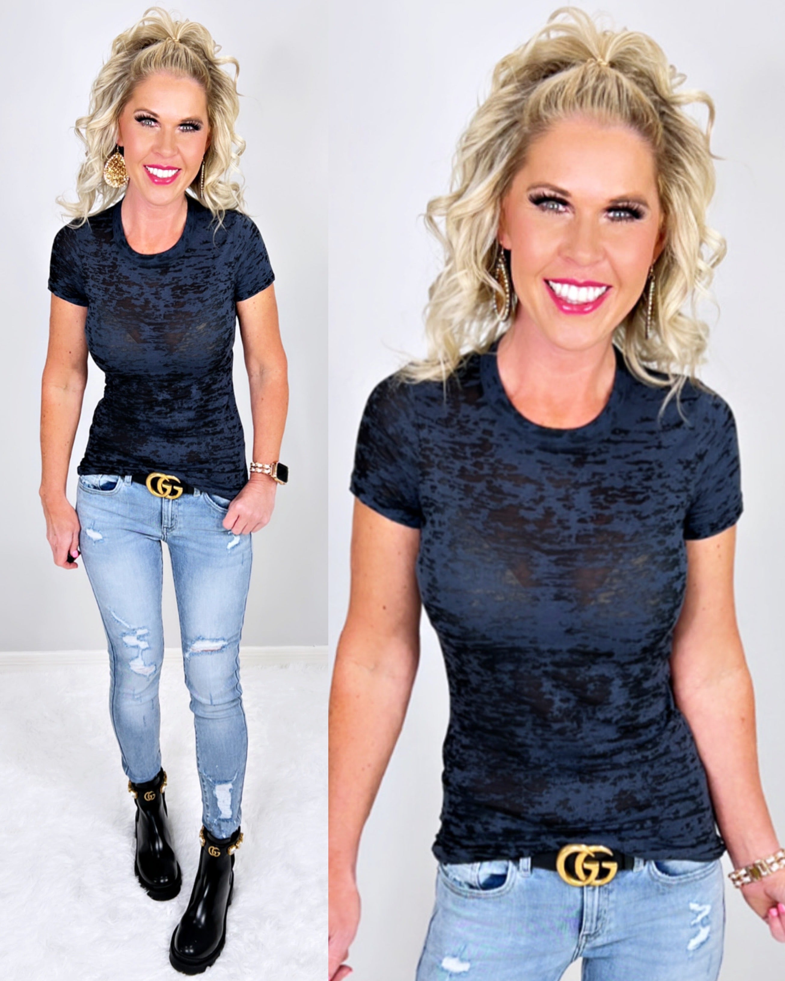 BASIC BURNOUT TEE - BLACK-Top-privityboutique.com-Privity Boutique, Women’s Fashion Boutique in Mesa, Arizona