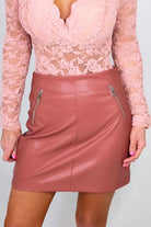 Diva Moment Faux Leather Skirt - Mauve-leather skirt bottoms-privityboutique-Privity Boutique, Women’s Fashion Boutique in Mesa, Arizona