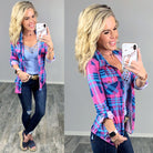 Penny Plaid Flannel Top -Pink/Blue-flannel-privityboutique-Privity Boutique, Women’s Fashion Boutique in Mesa, Arizona