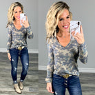 Casual in Camo Top: Olive-Top-privityboutique.com-Privity Boutique, Women’s Fashion Boutique in Mesa, Arizona