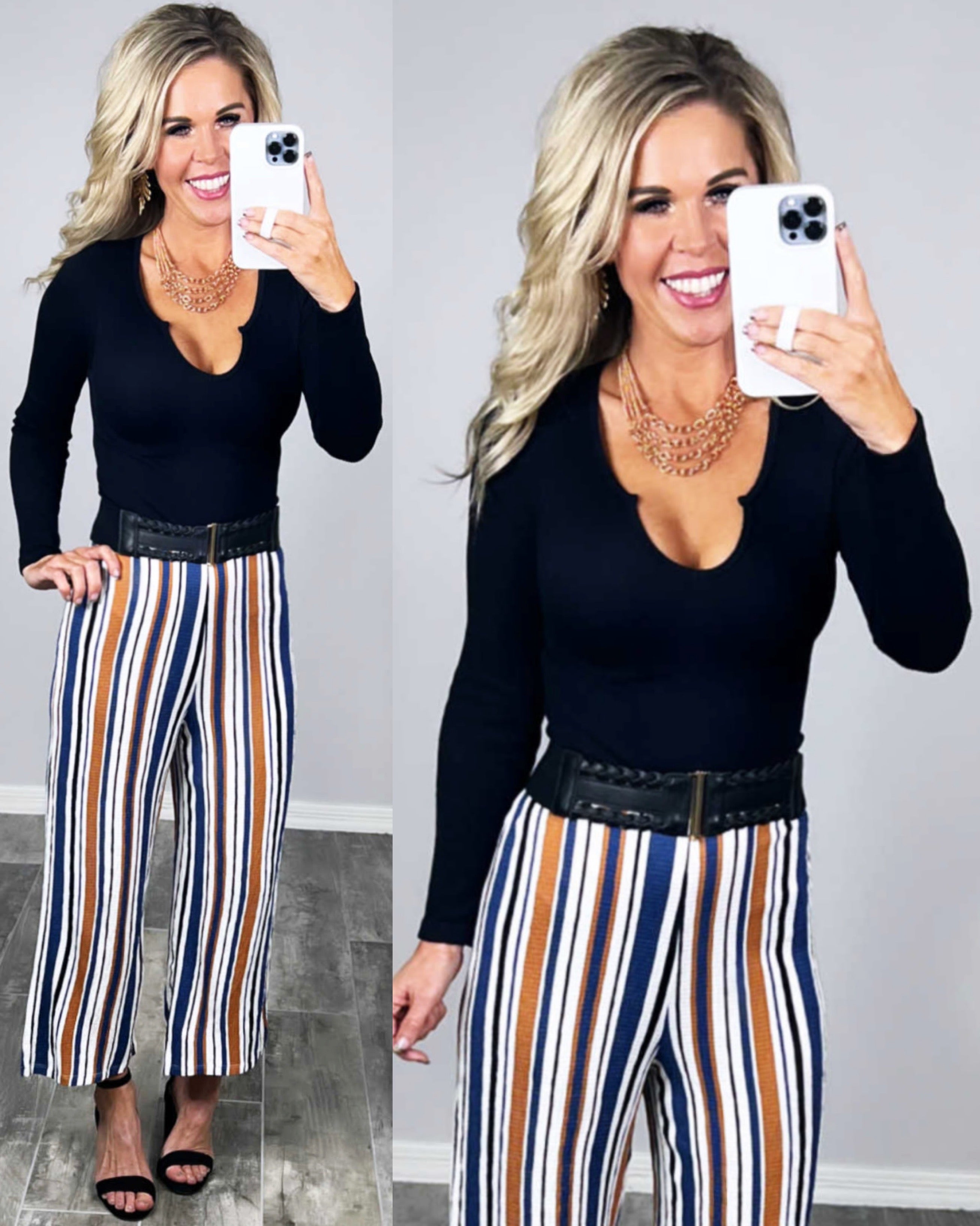 In Good Time Striped Pants - Blue-palazzo-privityboutique.com-Privity Boutique, Women’s Fashion Boutique in Mesa, Arizona