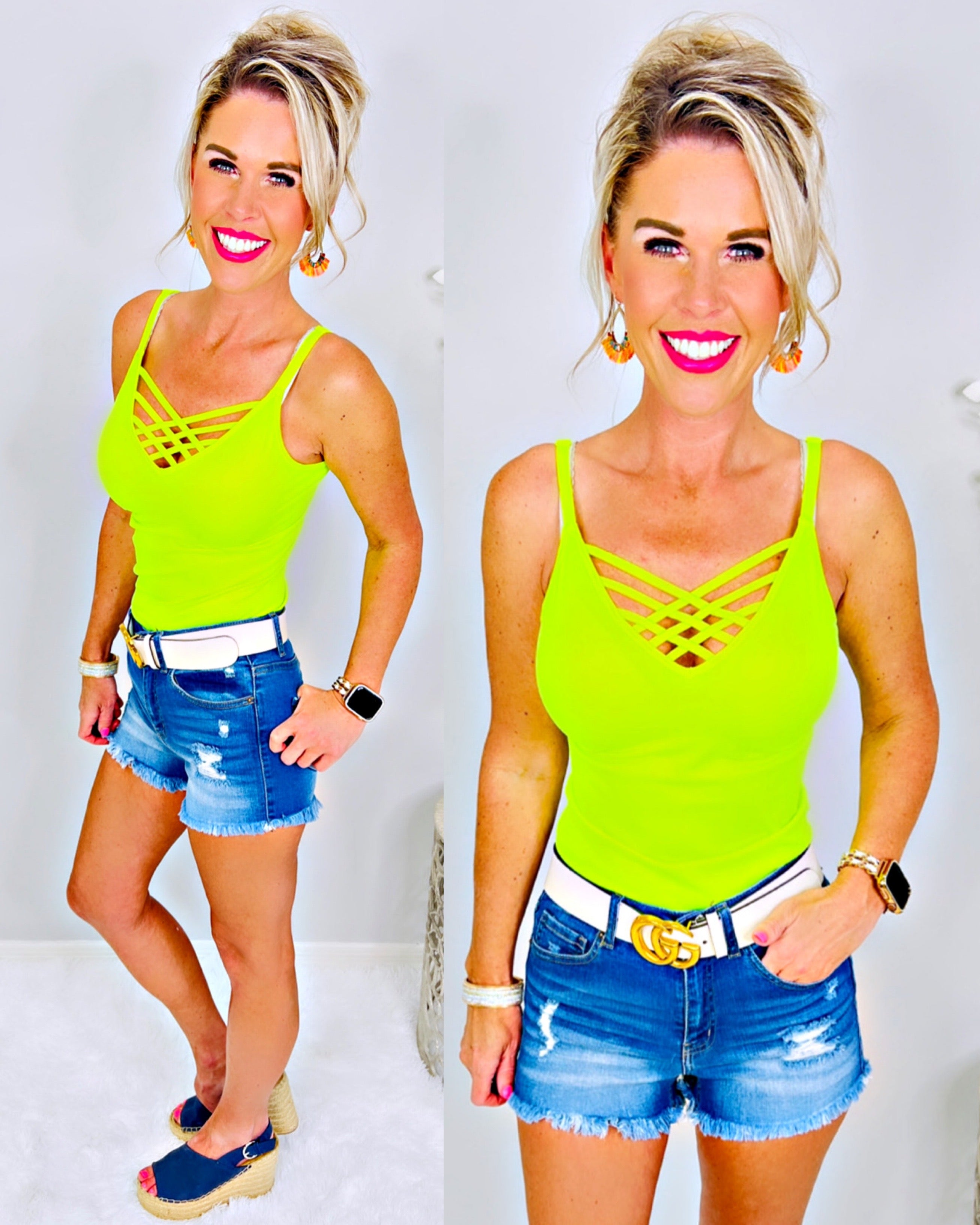 Long Caged Cami - Neon Yellow-cami-privityboutique-Privity Boutique, Women’s Fashion Boutique in Mesa, Arizona