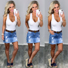 Distressed Denim Skirt - Light-Dress-privityboutique.com-Privity Boutique, Women’s Fashion Boutique in Mesa, Arizona