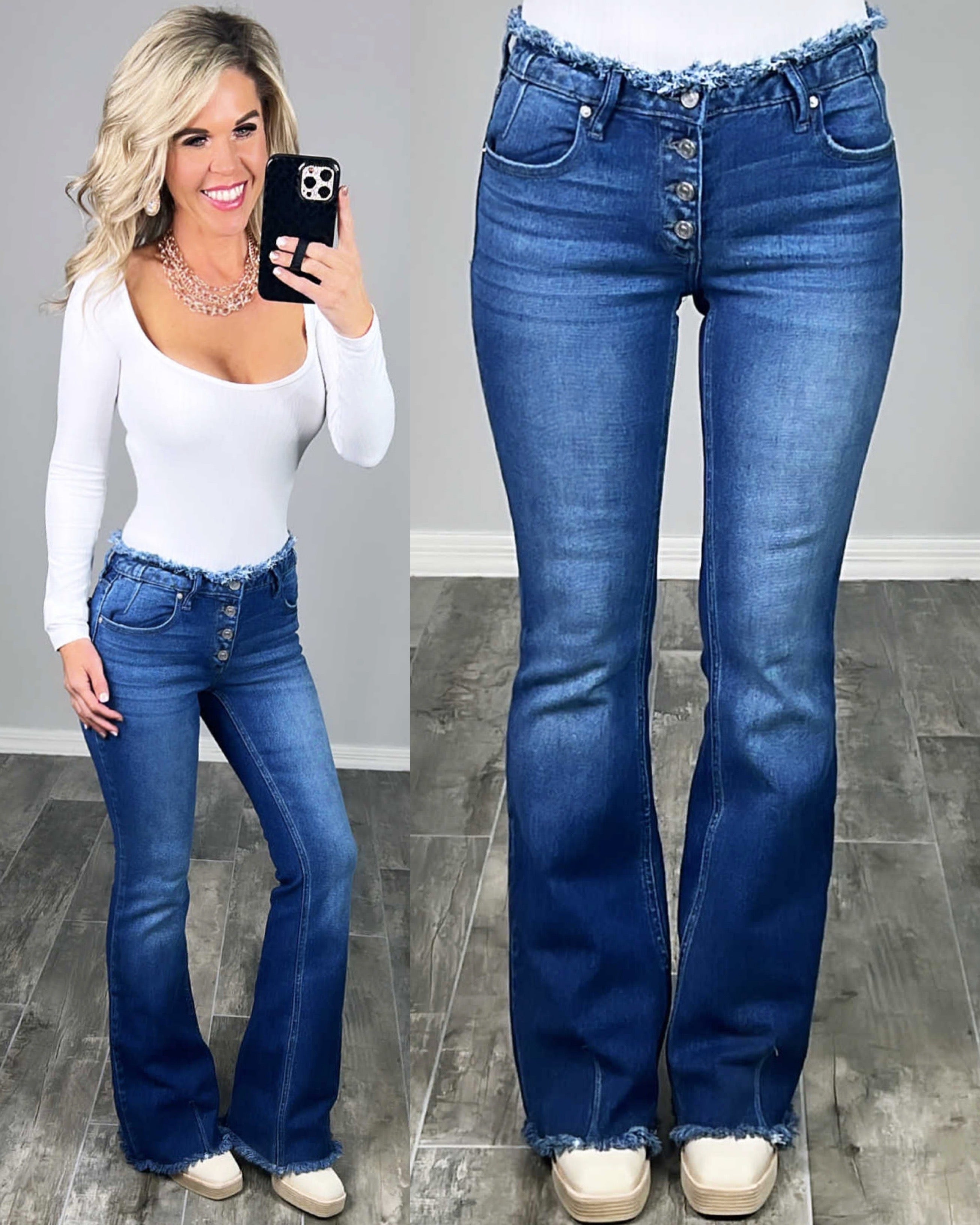 Farah Frayed Flare Jeans-jeans-privityboutique-Privity Boutique, Women’s Fashion Boutique in Mesa, Arizona