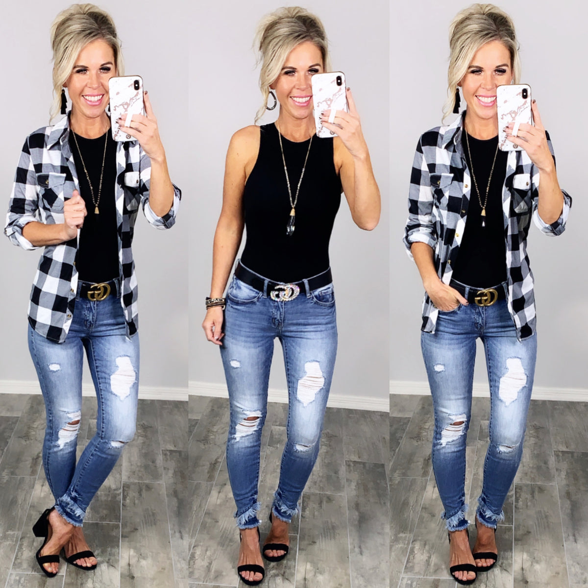 Penny Plaid Flannel Top - Buffalo White – privityboutique